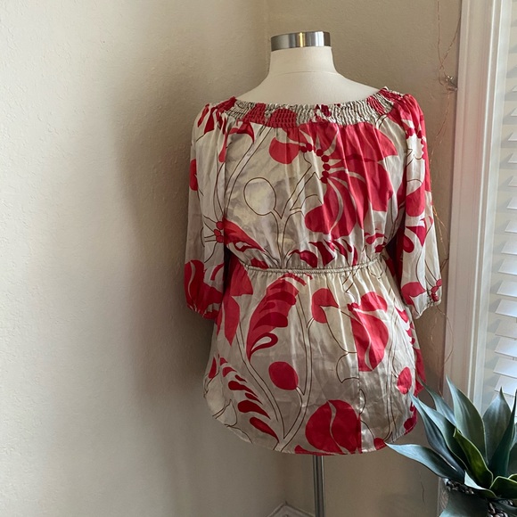 Red and Cream Colored Babydoll Tunic Top, 1X, by AGB Woman - Picture 4 of 5